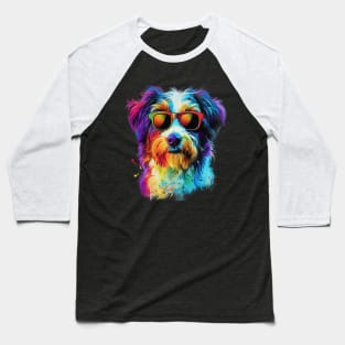 Colourful Cool Golden Doodle Dog with Sunglasses Baseball T-Shirt